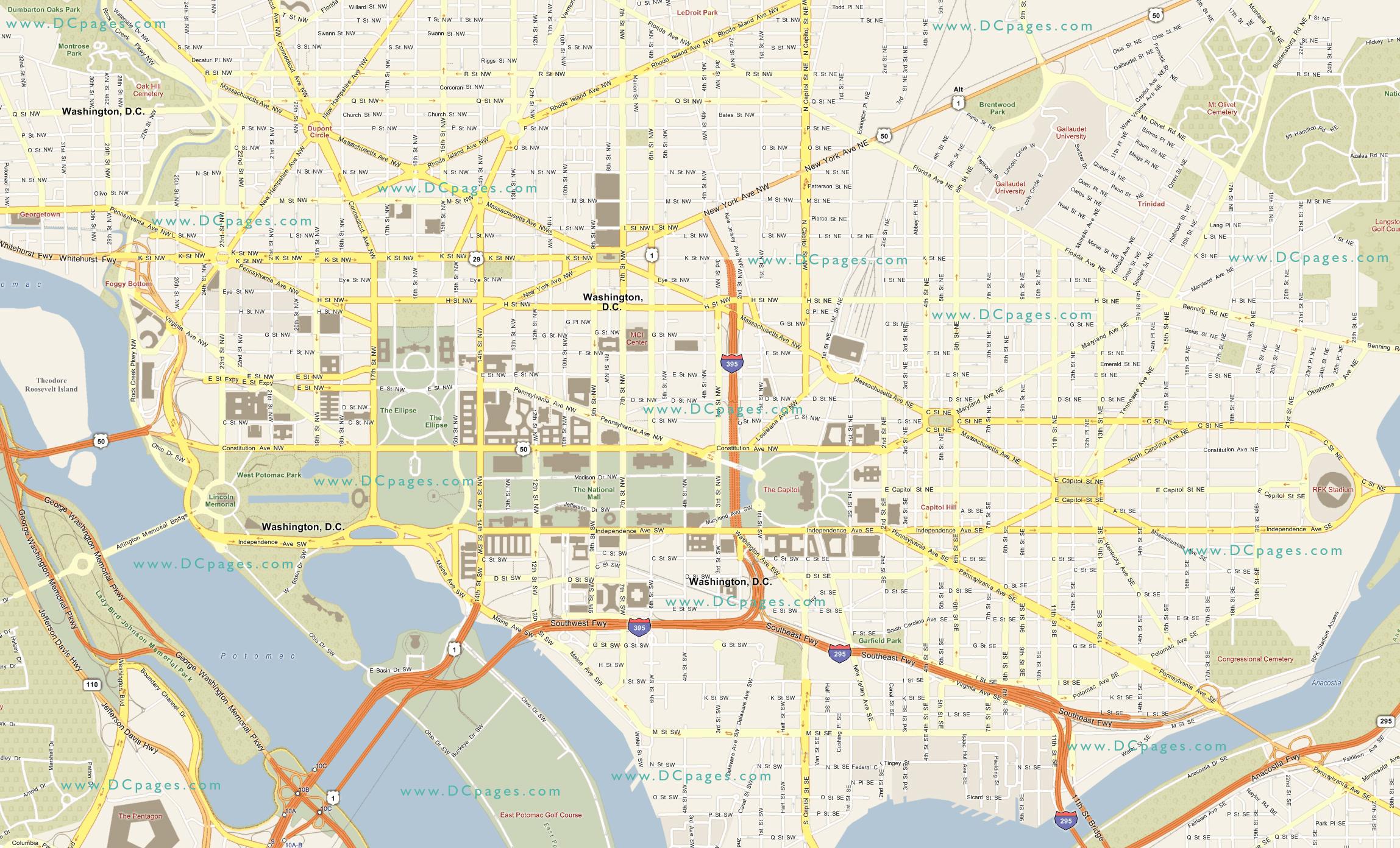 詳しい地図のワシントンdc地区ワシントン コロンビア特別区 アメリカ