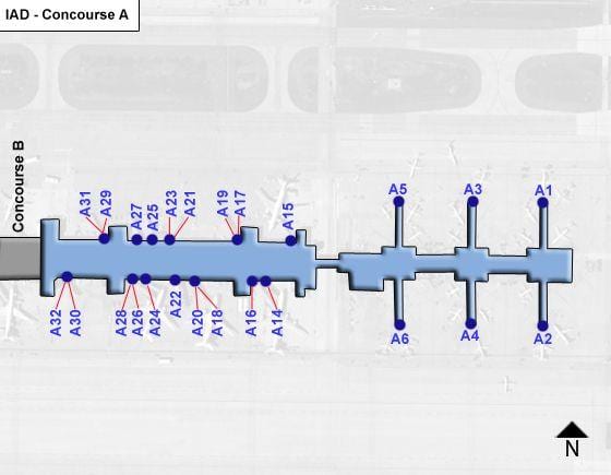 ダレス空港コンコースの地図