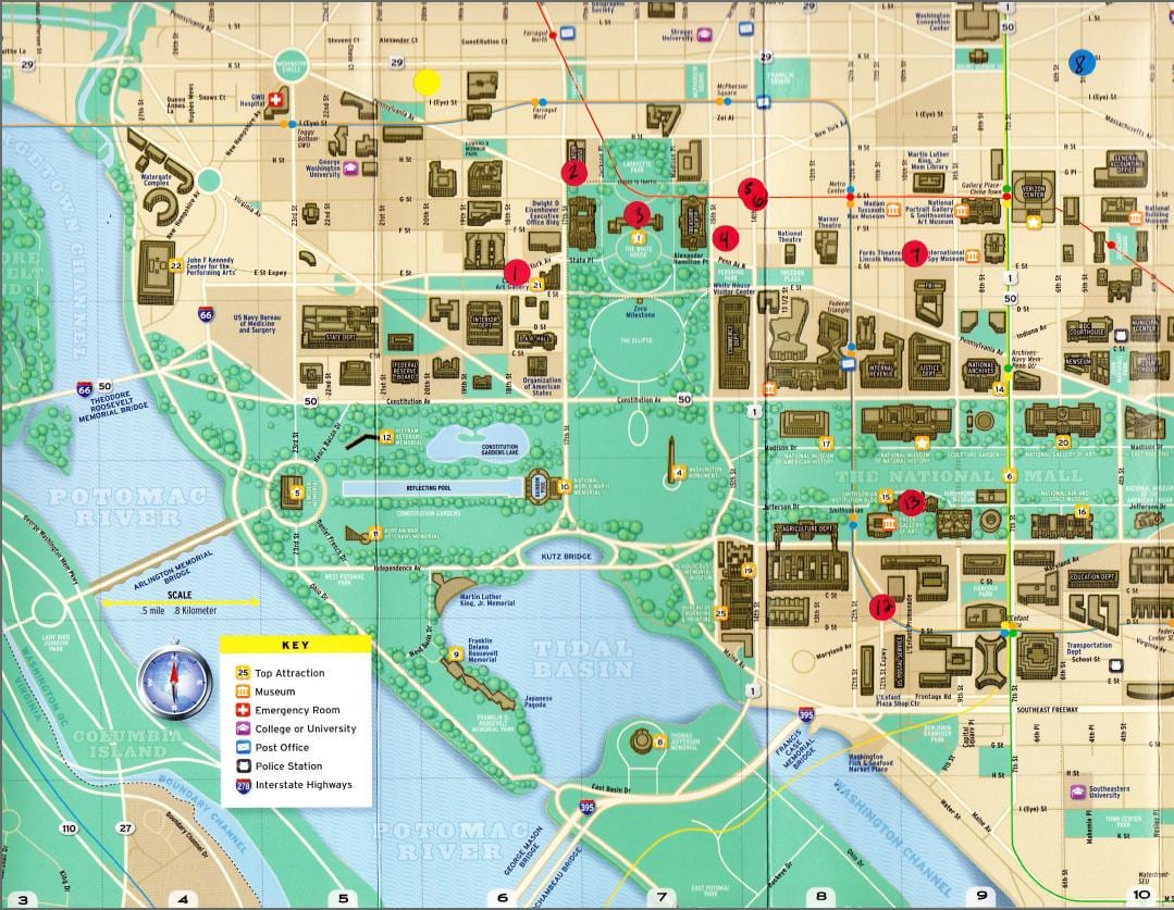 ワシントンのランドマーク地図