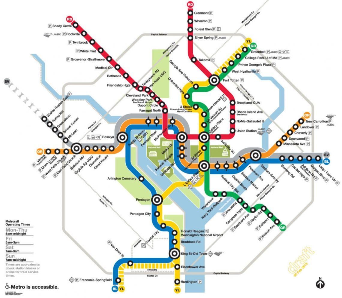 ワシントンdcでメトロレールの地図