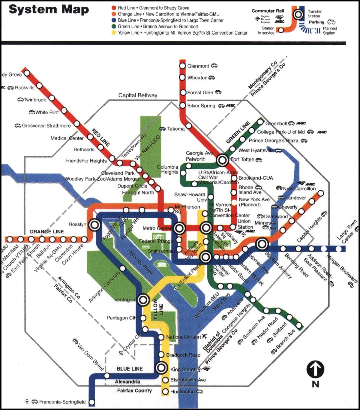 ワシントンdcでメトロ路線図