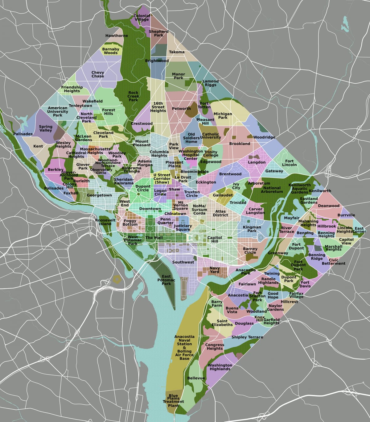 ワシントン地区の地図