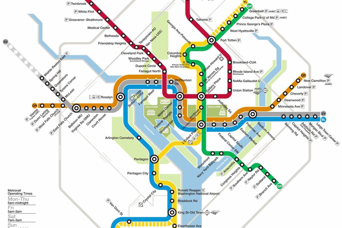 ワシントンdc地下鉄システムの地図