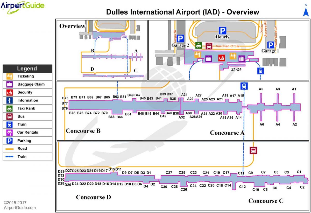 ダレス空港ターミナルビルの地図