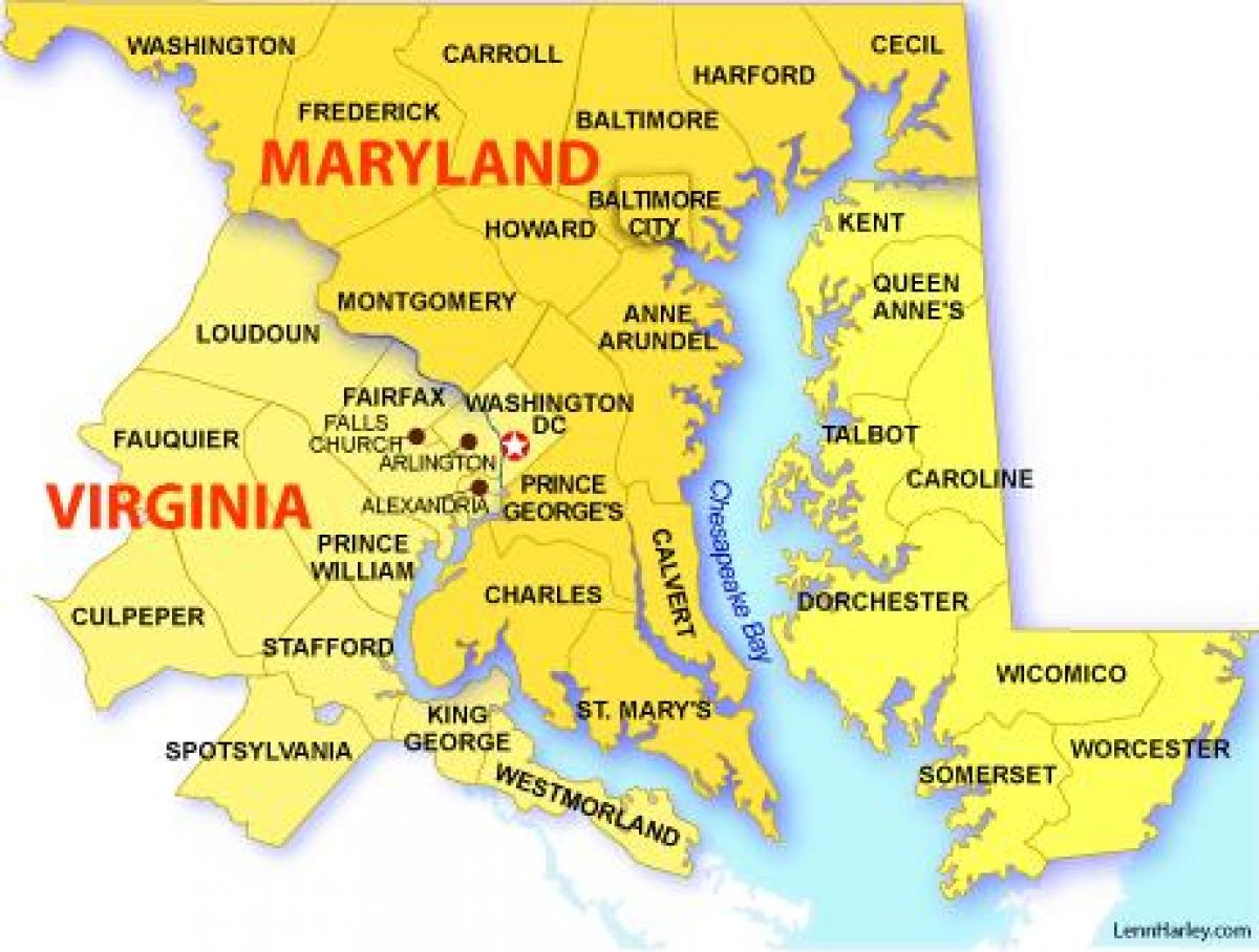 地図のdcメリーランドバージニア