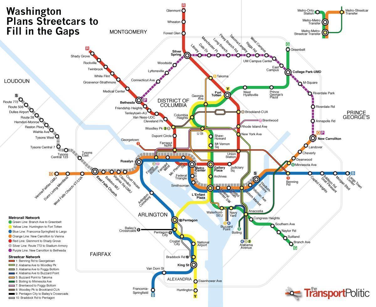ワシントン公共交通機関地図