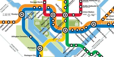 Dc黄色の線で示した地図
