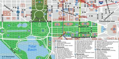 地図のワシントンdcモールや美術館